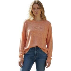 Lululemon Well Being Crew Linen Sweater Heathered Speckle Coral Peach Size 14